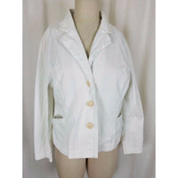 LL Bean Petites White Corduroy Button Up Fit & Flare Blazer Jacket Womens sz 16P