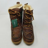 LL Bean Wicked Good Lodge Boots Shearling Wool Plaid Leather Snow Tall Womens 8