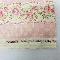 Pink Antique Roses Calico Floral Fabric Hobby Lobby Screenprinted Cotton