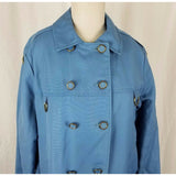 Vintage Powder Blue Canvas Deep Pile Fur Lined Winter Peacoat Coat Womens L 60s