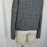 Gap Double Breasted Striped Mottled Tweed Wool Jacket Blazer Womens L Charcoal
