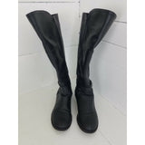 G by Guess Black Leather Boots Womens 7 Tall Knee High Zip Up Buckles Riding