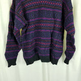 Vintage J.Crew Pure Shetland Wool Nordic Knit Crewneck Sweater Mens L England UK