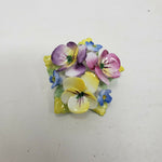 Vintage Artone Bone China Violets Flowers Pin Brooch Made in England 1.25”