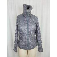 Kenneth Cole Quilted Down Puffer Parka Jacket Womens XS Silver Metallic Gray
