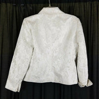 Chadwick's Petites Ivory Embossed Gold Metallic Floral Blazer Jacket Womens 10P