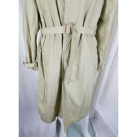 Vintage Fox Knapp Belted Placket Front Lightweight Rain Trench Coat Mens M Khaki