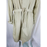 Vintage Fox Knapp Belted Placket Front Lightweight Rain Trench Coat Mens M Khaki