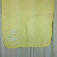 Vintage Teyci Fuzzy Teddy Bear Applique Baby Crib Lap Blanket Yellow Mexico 70s