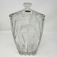 Gorham Lead Crystal Cut Glass Square Lidded Heavyweight Biscuit Cookie Jar Clear