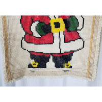 Vintage SANTA Claus Wool Latch Hook Christmas WALL HANGING Rug COMPLETED 21x26