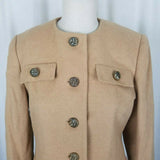 Herbert Grossman by Cynthia Sobel Camel 100% Wool Cropped Jacket Blazer Womens 8