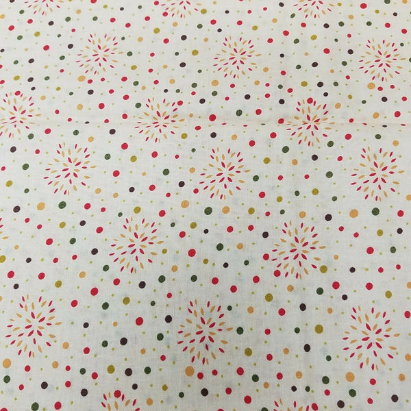Fireworks Polka Dotted Fabric 1 yard Classic Cottons Yellow Red Green Material