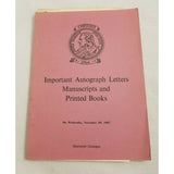 Christie's Important Autograph Letters Manuscripts & Books Auction Catalog 1967