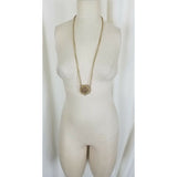 Braided Gold Rope Length Chain Circle Medallion NECKLACE Statement Piece