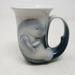 Vintage Manatee Raised 3D Ceramic Coffee Mug Textured Flute Shape Cup Florida