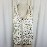 Chico's Heavily Beaded Sunshine Abstract Bling Vest Womens 3 XL Kitsch Glam