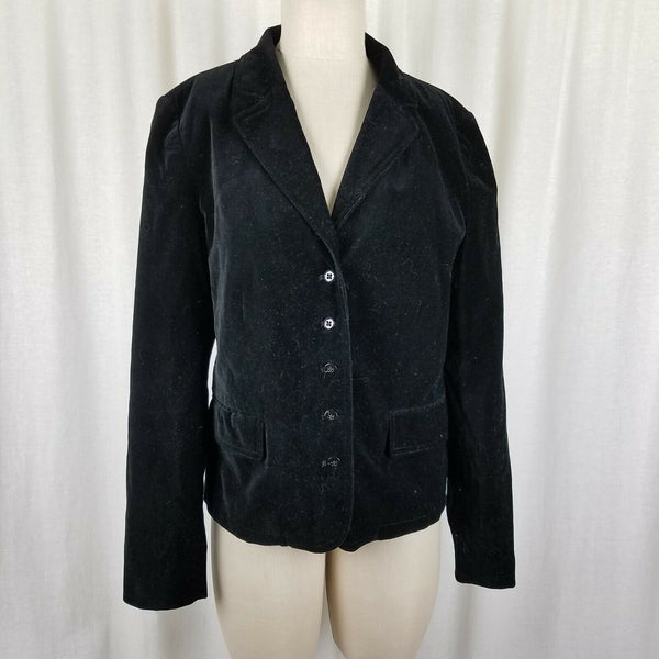 Vintage Tommy Hilfiger Black Velvet Jacket Blazer Womens L Riding Equestrian