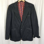 Vintage DuMont Paisley Collar Black Western Blazer Jacket Sportcoat Mens 46R USA