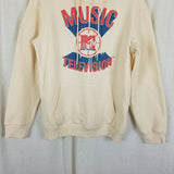 Vintage MTV Music Television Basketball Hoodie Pullover Sweatshirt Mens M Khaki