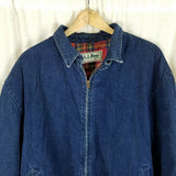 Vintage LL Bean Plaid Flannel Lined Denim Bomber Style Jacket Mens L XL