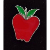 Red Apple for the Teacher Lapel Pin Brooch Safety Pin Back Shiny Maine Souvenir