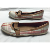 Dexter Plaid Cotton Canvas Leather Belted Buckle Ballet Flats Shoes Womens 5.5