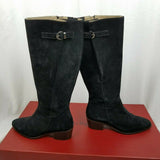 Donald Pliner Tall Black Leather Suede Buckle Riding Boots Boho Hippie Womens 38