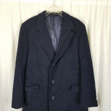 College Hall Fuzzy Winter Wool Peacoat Mens 40 Vintage Dress Over Top Coat Black