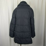 Michael Kors Black Goose Down Jacket Parka Coat Womens L Puffer Knit Collar