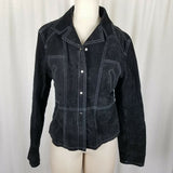 Wilsons Leather Maxima Black Cropped Suede Snap Up Stitched Jacket Womens L