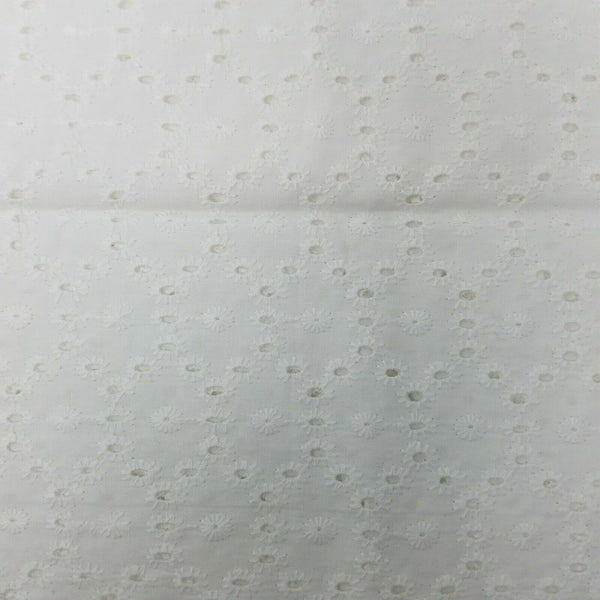 White Eyelet Lace Fabric Cotton Less than one Yard Vintage