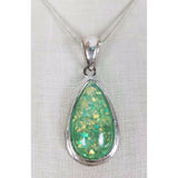 Faux Green Opal Pendant Necklace Confetti Silver Chain Statement Charm Resin