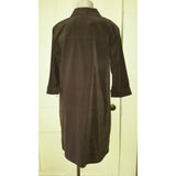 Talbots Petites Stretch Button Up Shirt Coat Dress Womens 14P Chocolate Brown