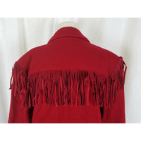 New Frontier Blazer Jacket Red Fringe Western Cowboy Rockabilly Womens M 80s 90s