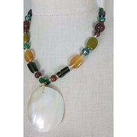 Zad Iridescent Mother of Pearl Shell Pendant Beads BEADED NECKLACE Jewelry