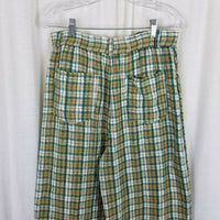 Urban Renewal Remnants Plaid Puddle Pants Woven Wide Legs Trousers Womens L Tan