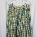 Urban Renewal Remnants Plaid Puddle Pants Woven Wide Legs Trousers Womens L Tan