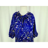 Gap Sheer Cotton Floral Print Layered Tiered Tie Neck Tunic Dress Womens XS Navy