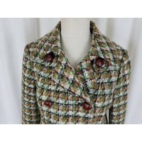 Millard Fillmore Green Houndstooth Tweed Cropped Jacket Womens 10 Woven Vegan