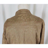 Chicos Embossed Gold Metallic Tapestry Moto Mandarin Bomber Jacket Womens 2 L