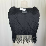 Alex Evenings Beaded Avant Garde Fringe Glam Rock Jacket Cropped Bolero Womens S