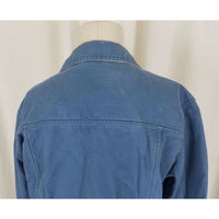 LL Bean Sunwashed Blue Canvas Zip Up Short Barn Coat Denim Jean Jacket Womens L