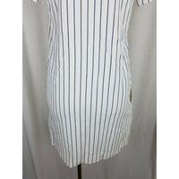 Madewell Harbor Lace up Shift Dress Ivory Blue Pinstriped Striped Womens 2XS XXS