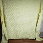 Vintage 70s Quilted Top Twin Bedspread Bed Cover Sunshine Yellow Built-in Skirt