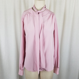 Vintage Castleberry Collarless Button Tie Scarf Blouse Top Tunic Womens 10 Pink