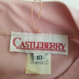 Vintage Castleberry Collarless Button Tie Scarf Blouse Top Tunic Womens 10 Pink