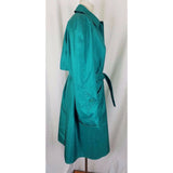 London Fog Towne Shiny Shimmer Belted Sash Long Trench Coat Womens 6P Cape Top