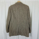 Vintage HARRIS Tweed Blazer Brown Herringbone Wool Sport Coat Jacket Mens 42R