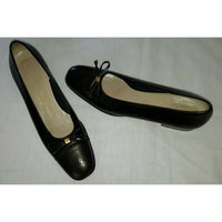 Salvatore Ferragamo Boutique Snake Skin Look Bow Low Heel Black Italy Womens 6